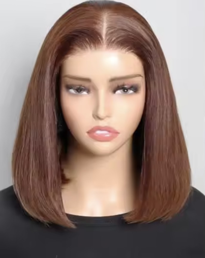 13x4 Lace Frontal #33 Reddish Brown Straight Bob Glueless Wig - Wild Shuga