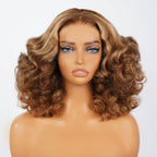 6x5 Glueless Honey Blonde Highlights Bouncy Curl Wig - Wild Shuga