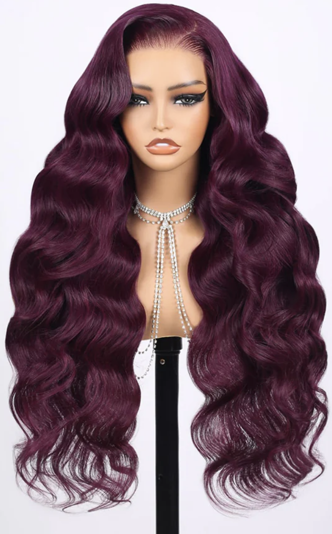 13x4 Lace Frontal Plum Body Wave Glueless Wig with Natural Hairline - Wild Shuga