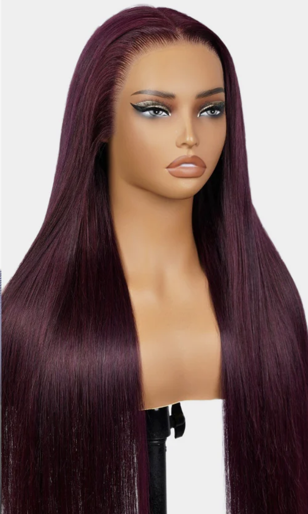 13x4 Lace Frontal Plum Straight Glueless Wig with Natural Hairline - Wild Shuga