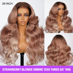 13x6 Ombre Strawberry Blonde Glueless Wig - Body Wave - Wild Shuga