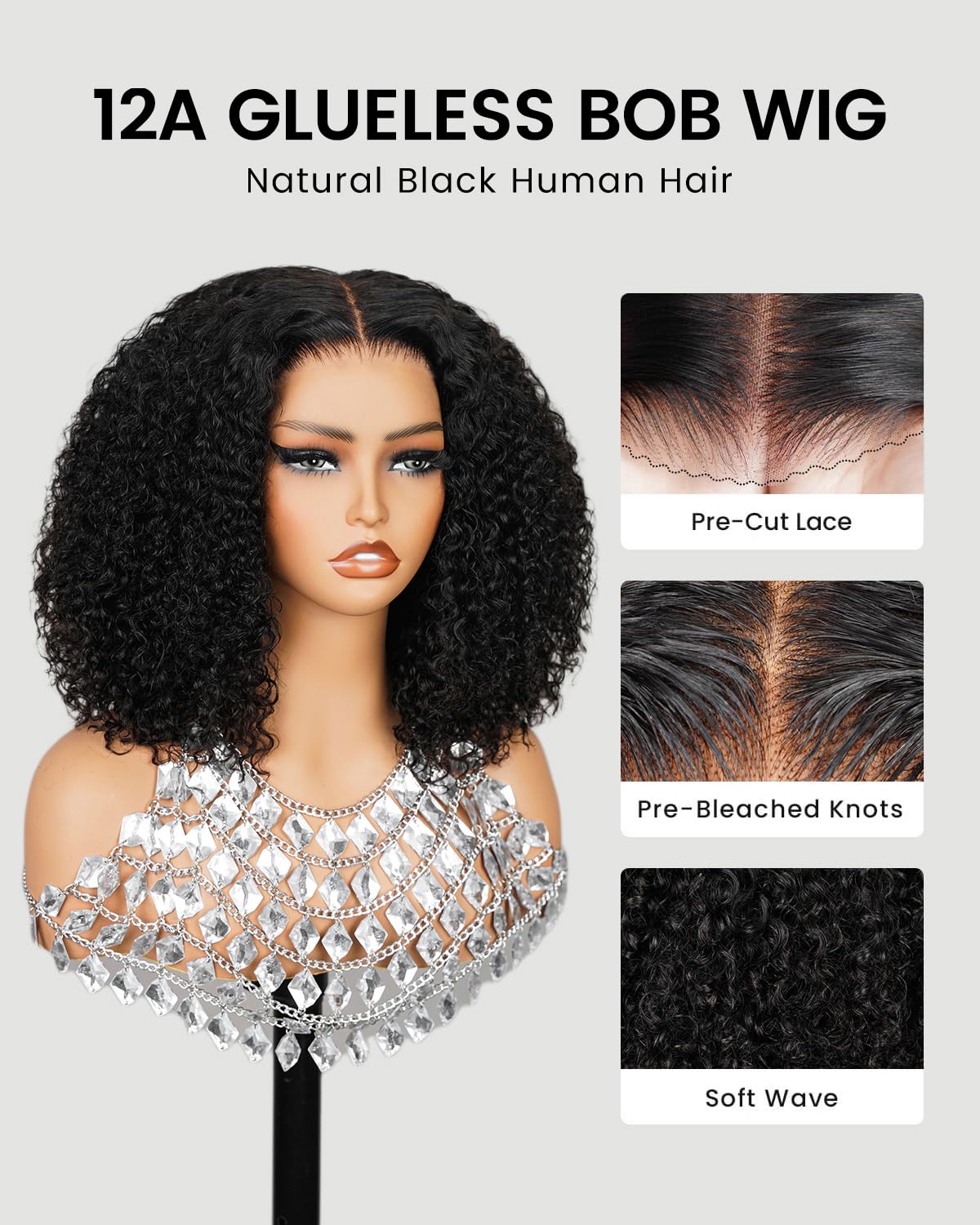 6x5 Glueless Kinky Curly Bob Wig - Wild Shuga