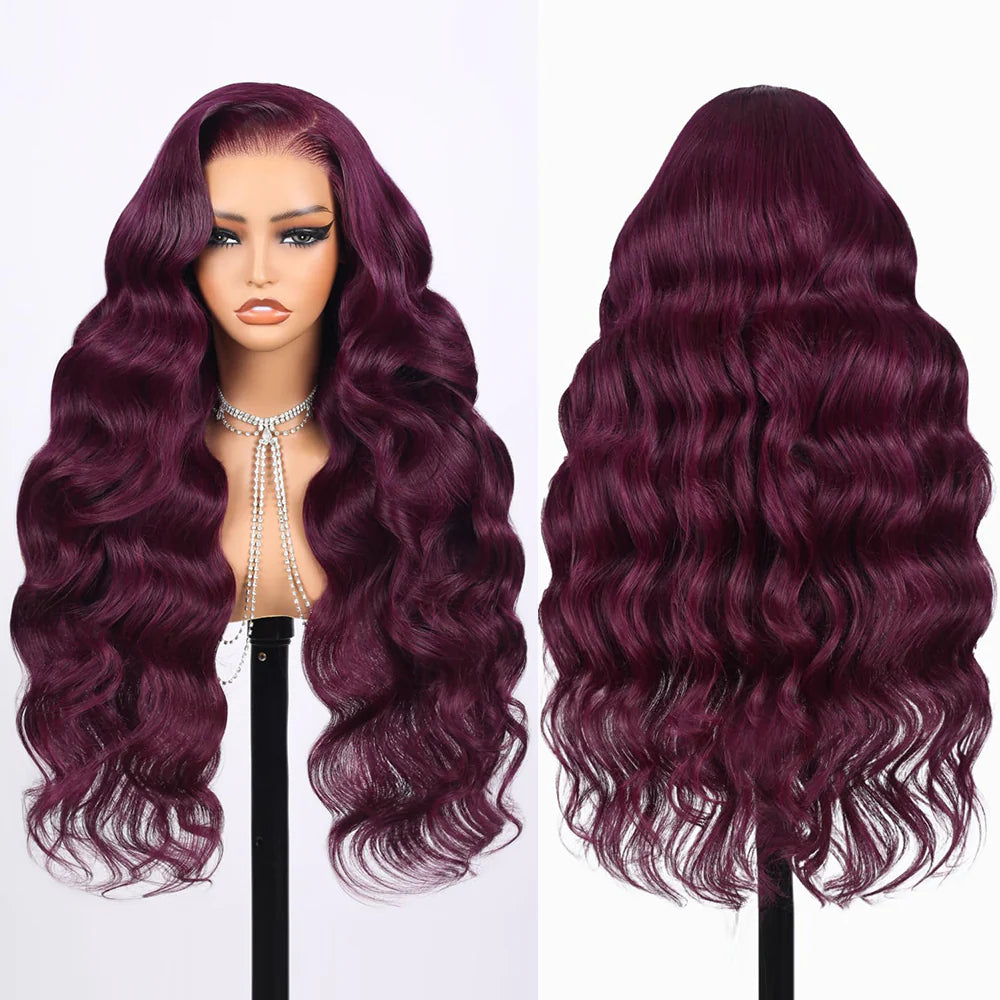 13x4 Lace Frontal Plum Body Wave Glueless Wig with Natural Hairline - Wild Shuga