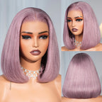 13x5 Pre-Everything Glueless Ash Purple Straight Bob with Invisible Knots - Wild Shuga