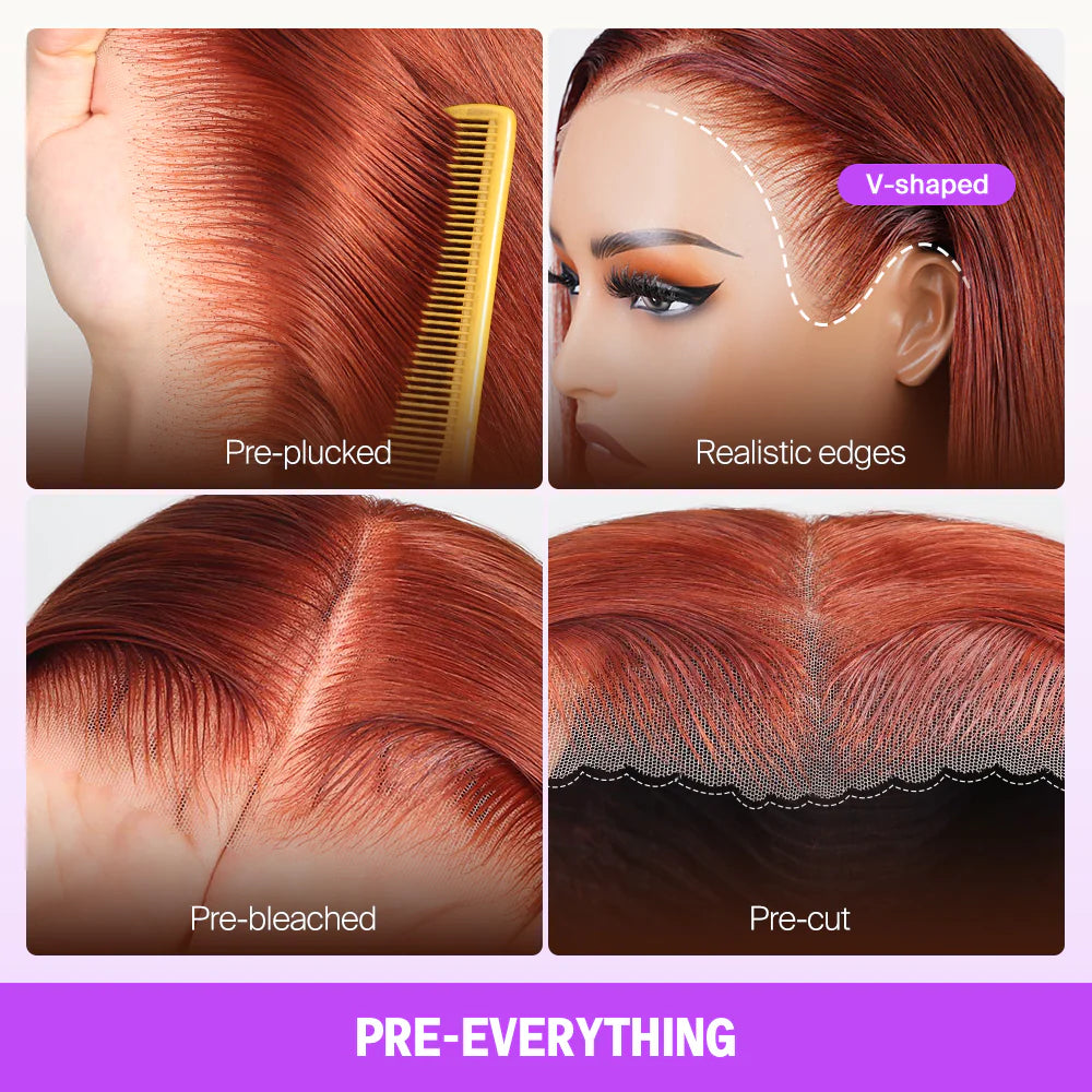 13x6 Reddish Brown 360 Full Lace Glueless Wigs Straight - Wild Shuga