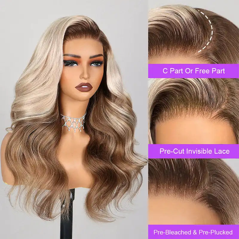 6x5 Loose Body Wavy Glueless Wig - Ash Blonde Ombre - Wild Shuga