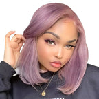 13x5 Pre-Everything Glueless Ash Purple Straight Bob with Invisible Knots - Wild Shuga