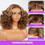 6x5 Glueless Honey Blonde Highlights Bouncy Curl Wig - Wild Shuga