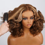 6x5 Glueless Honey Blonde Highlights Bouncy Curl Wig - Wild Shuga