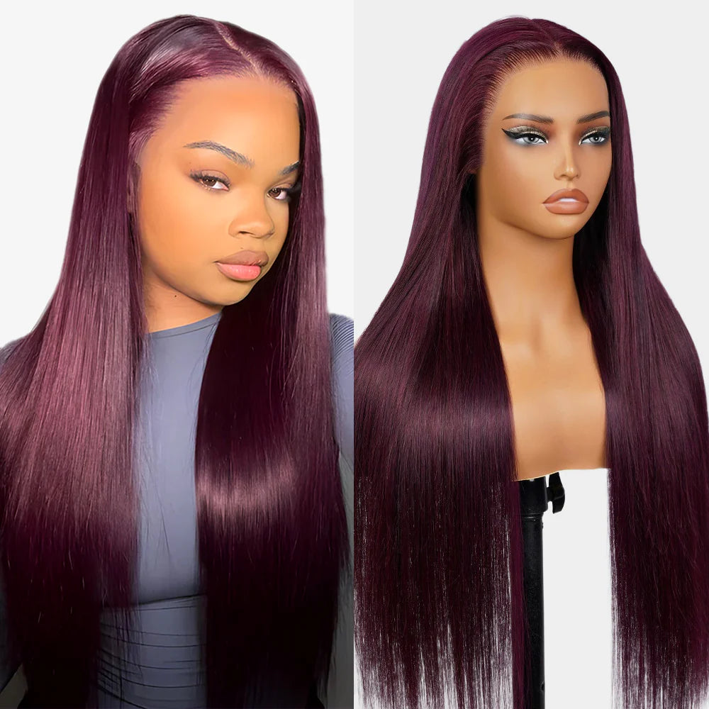 13x4 Lace Frontal Plum Straight Glueless Wig with Natural Hairline - Wild Shuga