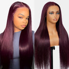 13x4 Lace Frontal Plum Straight Glueless Wig with Natural Hairline - Wild Shuga