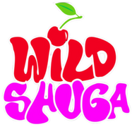 Logo of Wild Shuga with red text and a green leaf on a white background